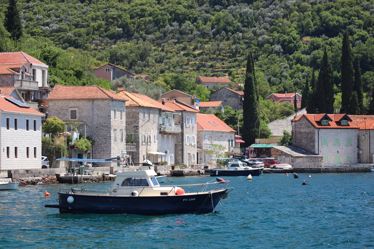 Lustica peninsula coastline with clear Adriatic water