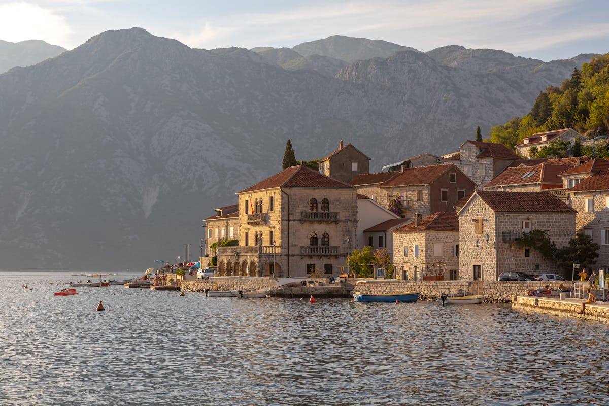 Bay of Kotor road between Muo and Prcanj with mountains