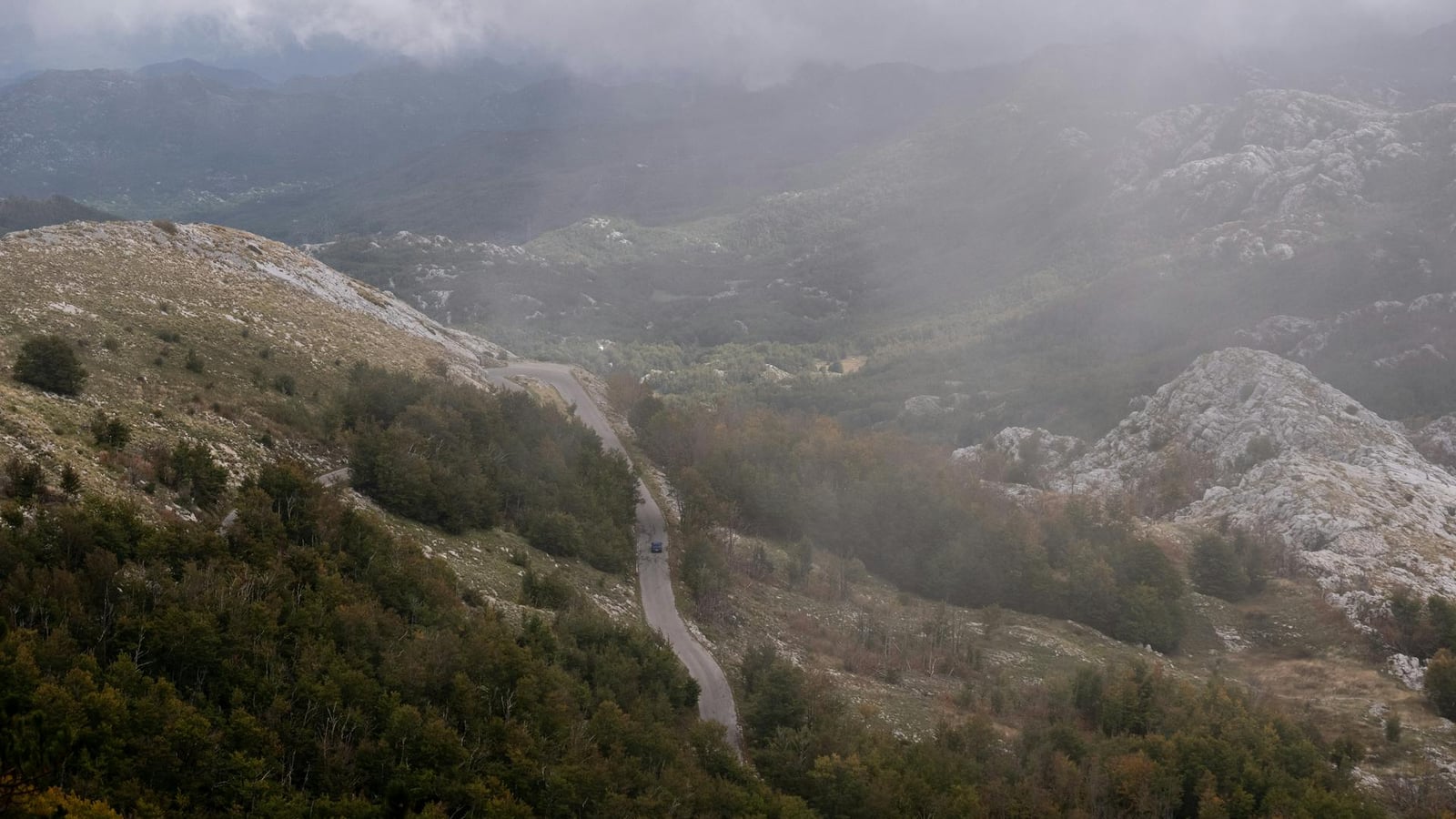 Aerial view of the Bay of Kotor from above Tivat